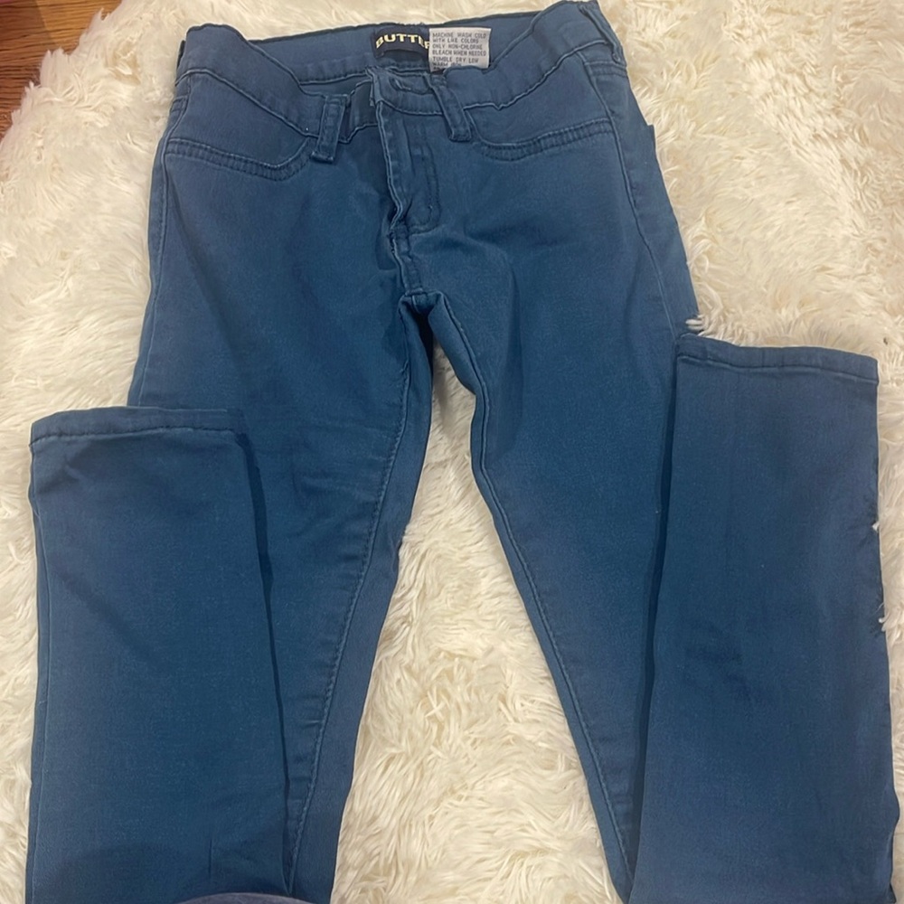 Butter colored stretch jeggings‎